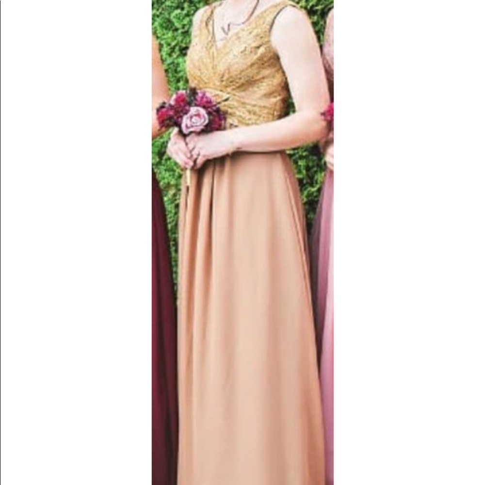 Gold, Floor Length Dress